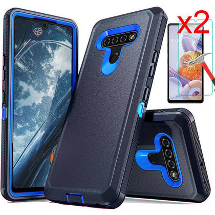 For LG K51/LG Reflect Phone Case Heavy Duty Hard Cover/HD Glass Screen Protector - Place Wireless