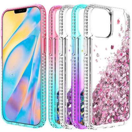 For iPhone 12, 12 Pro Max,12 Mini Case Shockproof Glitter Liquid Bling TPU Cover - Place Wireless