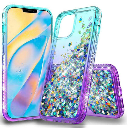 For iPhone 12, 12 Pro Max,12 Mini Case Shockproof Glitter Liquid Bling TPU Cover - Place Wireless