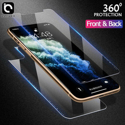 For Iphone 11, 11 Pro, 11 Pro Max, XS, XS Max, XR Front Tempered Glass + 9H Back Screen Protector - Place Wireless