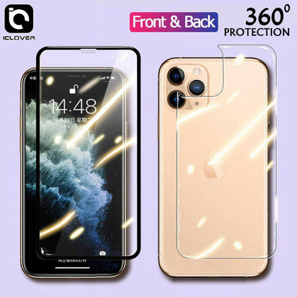 For iPhone 11, 11 Pro Max, XS Max, XR Full Cover Front Tempered Glass+Back Screen Protector - Place Wireless