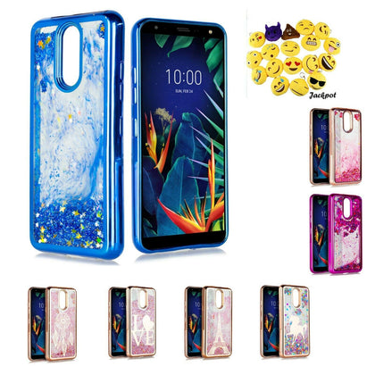 For LG Harmony 3, LG K12 Plus, LG K40, LG LMX420, LG Solo LTE (2019), LG Solo LTE L432DL, LG X4 2019, LG Xpression Plus 2 Liquid Bling Glitter Hard TPU Phone Case +Emoji - Place Wireless