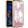 For LG Harmony 3, LG K12 Plus, LG K40, LG LMX420, LG Solo LTE (2019), LG Solo LTE L432DL, LG X4 2019, LG Xpression Plus 2 Liquid Bling Glitter Hard TPU Phone Case +Emoji