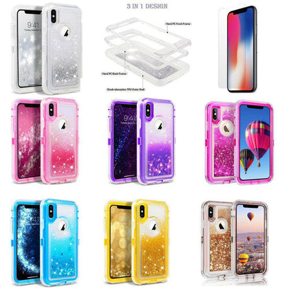 For iPhone 11 Pro Max  6S 7 8 Plus XS Max XR Defender Liquid Glitter Case fits Otterbox Clip - Place Wireless