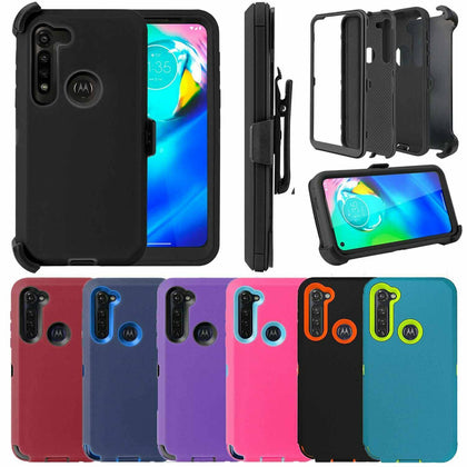 For Motorola Moto G8 Power Shockproof Armor Case Cover+Belt Clip Fits Otterbox - Place Wireless