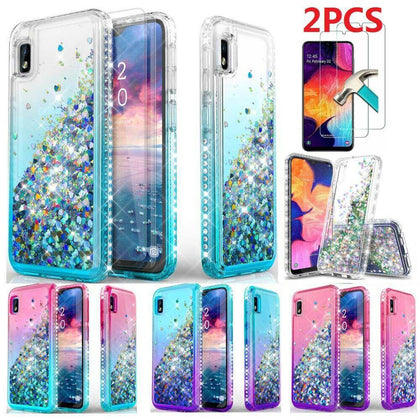For Samsung Galaxy A10E A20 A50 A30 A51 A71 A20S Case Glitter TPU Cover+Screen Protector - Place Wireless