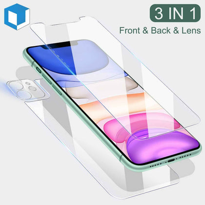 For Iphone 11, 11 Pro, 11 Pro Max, Max Front+ Back+ Camera Lens Screen Protector Tempered Glass Cover - Place Wireless