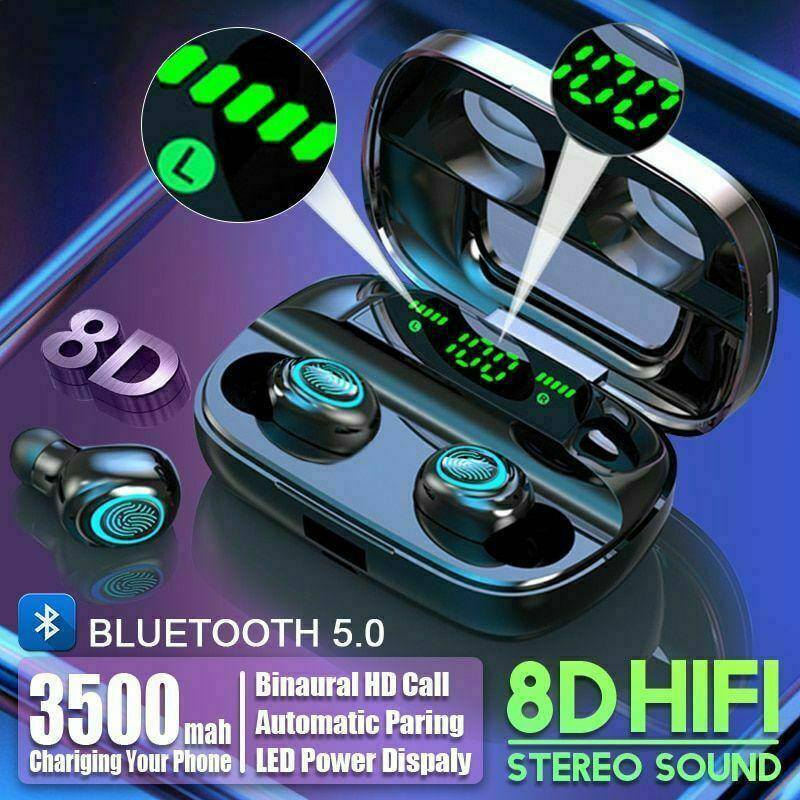 Bluetooth 5.0 LCD Headset TWS Wireless Earphones Mini Stereo