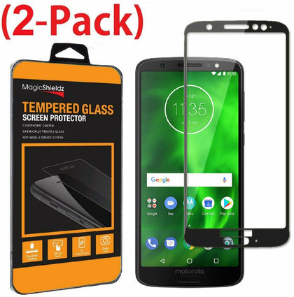 2 Pack FULL COVER Screen Protector Tempered Glass For Motorola Moto G6