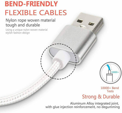 2x Pack 6ft Micro USB Charger Fast Charging Cable Cord For Samsung Android Phones - Place Wireless