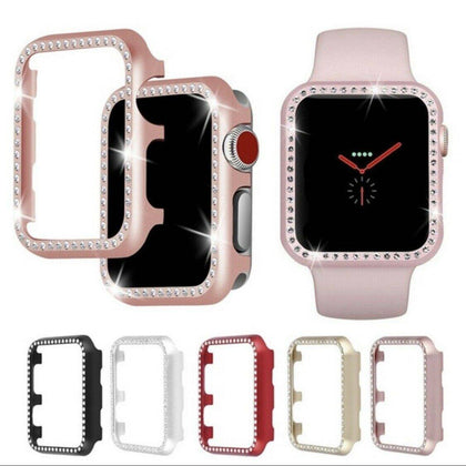 For Apple Watch Series 1/2/3/4 Diamond Bling Metal Crystal iWatch Protector Case - Place Wireless
