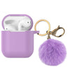 Airpods Silicone Charging Case Cover w/Keychain Fur Ball For Apple AirPods 1/2