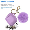 Airpods Silicone Charging Case Cover w/Keychain Fur Ball For Apple AirPods 1/2