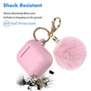 Airpods Silicone Charging Case Cover w/Keychain Fur Ball For Apple AirPods 1/2