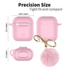 Airpods Silicone Charging Case Cover w/Keychain Fur Ball For Apple AirPods 1/2