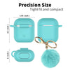 Airpods Silicone Charging Case Cover w/Keychain Fur Ball For Apple AirPods 1/2