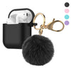 Airpods Silicone Charging Case Cover w/Keychain Fur Ball For Apple AirPods 1/2