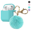 Airpods Silicone Charging Case Cover w/Keychain Fur Ball For Apple AirPods 1/2