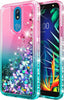 For LG K40/Xpression Plus 2/Solo Case Liquid Glitter Bling Cover +Tempered Glass