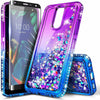 For LG K40/Xpression Plus 2/Solo Case Liquid Glitter Bling Cover +Tempered Glass