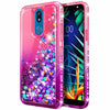 For LG K40/Xpression Plus 2/Solo Case Liquid Glitter Bling Cover +Tempered Glass