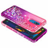 For LG K40/Xpression Plus 2/Solo Case Liquid Glitter Bling Cover +Tempered Glass