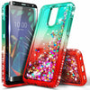 For LG K40/Xpression Plus 2/Solo Case Liquid Glitter Bling Cover +Tempered Glass