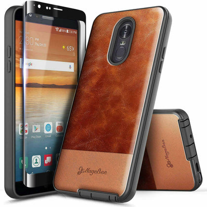 For LG K40/Xpression Plus 2/Solo Case Shockproof Leather Cover + Tempered Glass - Place Wireless