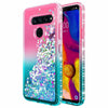 For LG V40 ThinQ / V40 Case Liquid Glitter Bling Cover + Tempered Glass