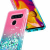 For LG V40 ThinQ / V40 Case Liquid Glitter Bling Cover + Tempered Glass