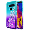 For LG V40 ThinQ / V40 Case Liquid Glitter Bling Cover + Tempered Glass