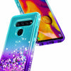 For LG V40 ThinQ / V40 Case Liquid Glitter Bling Cover + Tempered Glass