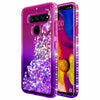 For LG V40 ThinQ / V40 Case Liquid Glitter Bling Cover + Tempered Glass