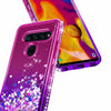 For LG V40 ThinQ / V40 Case Liquid Glitter Bling Cover + Tempered Glass