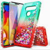 For LG V40 ThinQ / V40 Case Liquid Glitter Bling Cover + Tempered Glass