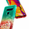 For LG V40 ThinQ / V40 Case Liquid Glitter Bling Cover + Tempered Glass