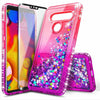 For LG V40 ThinQ / V40 Case Liquid Glitter Bling Cover + Tempered Glass