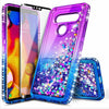 For LG V40 ThinQ / V40 Case Liquid Glitter Bling Cover + Tempered Glass