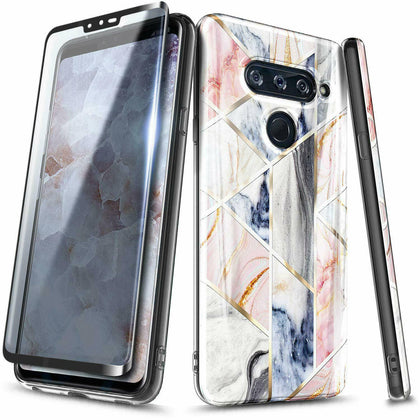 For LG V50 / V50 ThinQ Case Ultra Slim Thin Hybrid Cover + Tempered Glass - Place Wireless