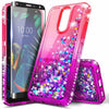 For LG K40/Xpression Plus 2/Solo Case Liquid Glitter Bling Cover +Tempered Glass