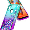 For Samsung Galaxy A11 Case Liquid Glitter Bling Cover +Tempered Glass Protector