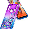 For Samsung Galaxy A11 Case Liquid Glitter Bling Cover +Tempered Glass Protector