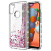 For Samsung Galaxy A11 Phone Case Liquid Glitter Bling Cover + Tempered Glass