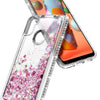 For Samsung Galaxy A11 Phone Case Liquid Glitter Bling Cover + Tempered Glass