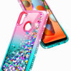 For Samsung Galaxy A11 Case Liquid Glitter Bling Cover +Tempered Glass Protector