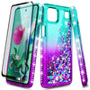 For LG K92 5G Case, Liquid Glitter Bling Phone Cover + Tempered Glass Protector