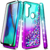 For Motorola Moto G Stylus Case Liquid Glitter Bling Phone Cover +Tempered Glass