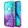 For Motorola Moto G8 Power Lite Case Liquid Glitter Bling Cover + Tempered Glass