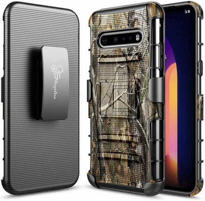 For LG V60 ThinQ 5G Case Belt Clip Holster Phone Cover +Tempered Glass Protector - Place Wireless