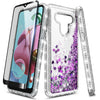 For LG Stylo 6 Case, Liquid Glitter Bling Phone Cover + Tempered Glass Protector